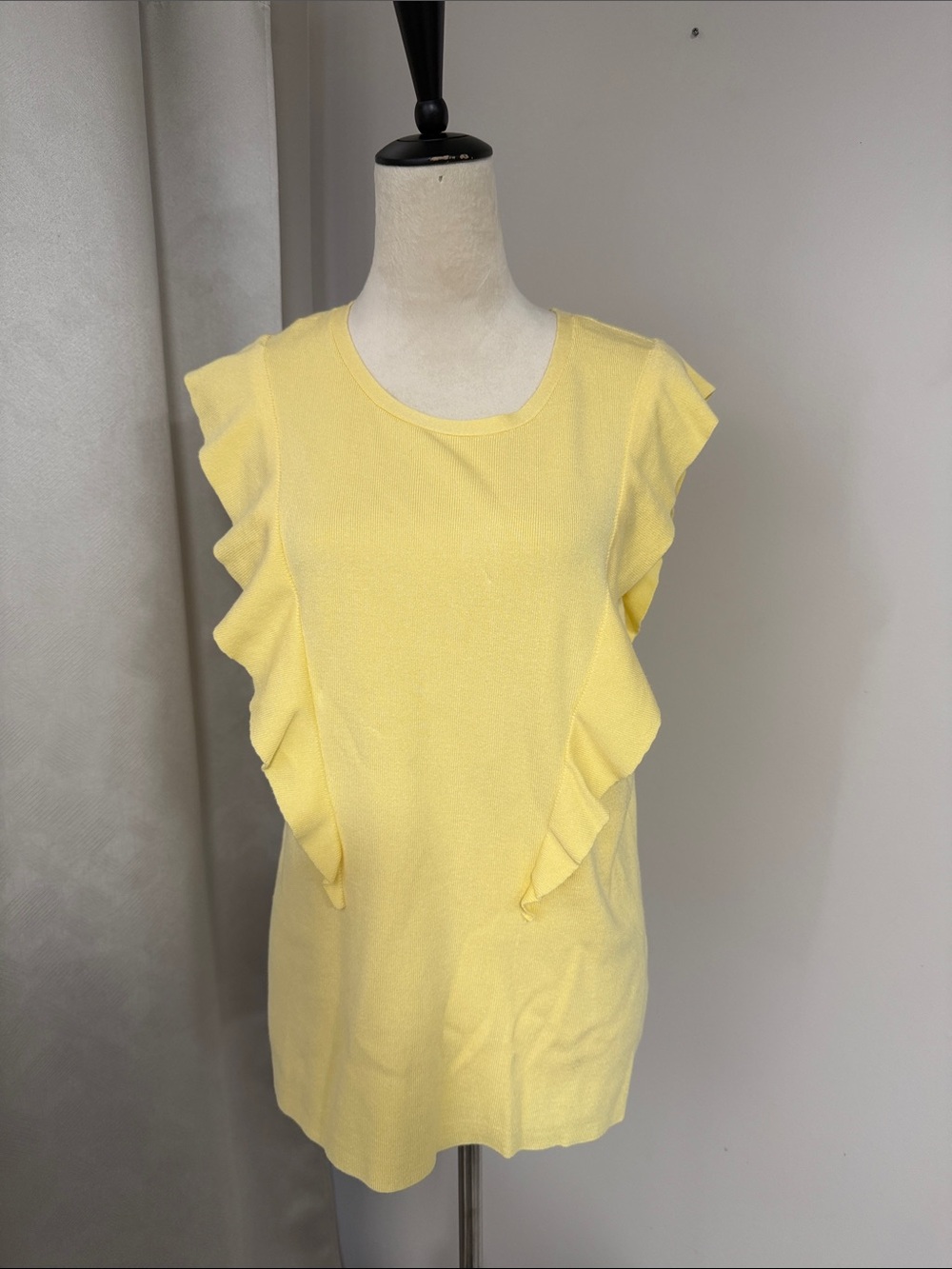 Alex Marie Elegant Yellow Ruffle Sleeve Blouse